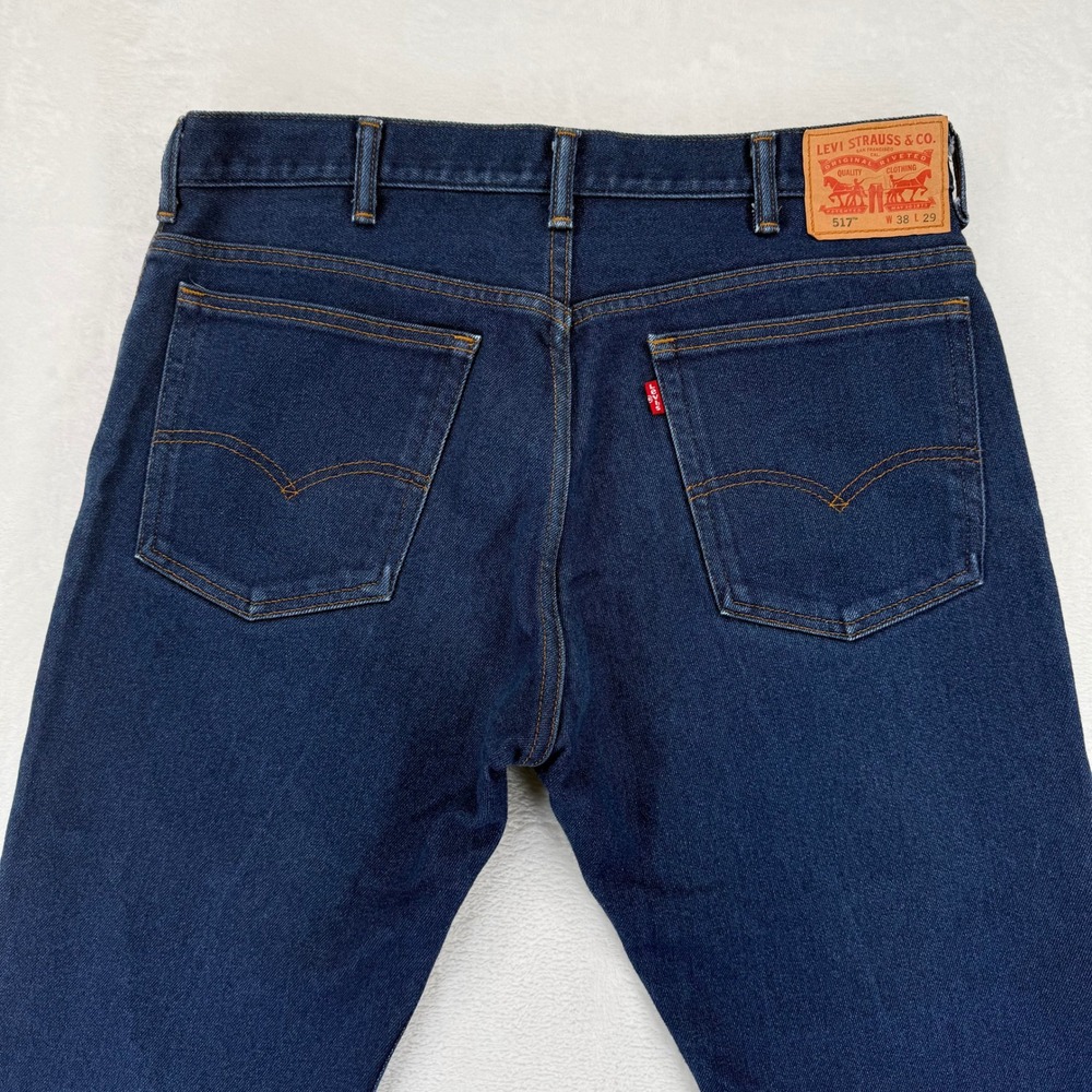 Levi Strauss Mens Dark Wash Bootcut Denim Jeans Size 38x29